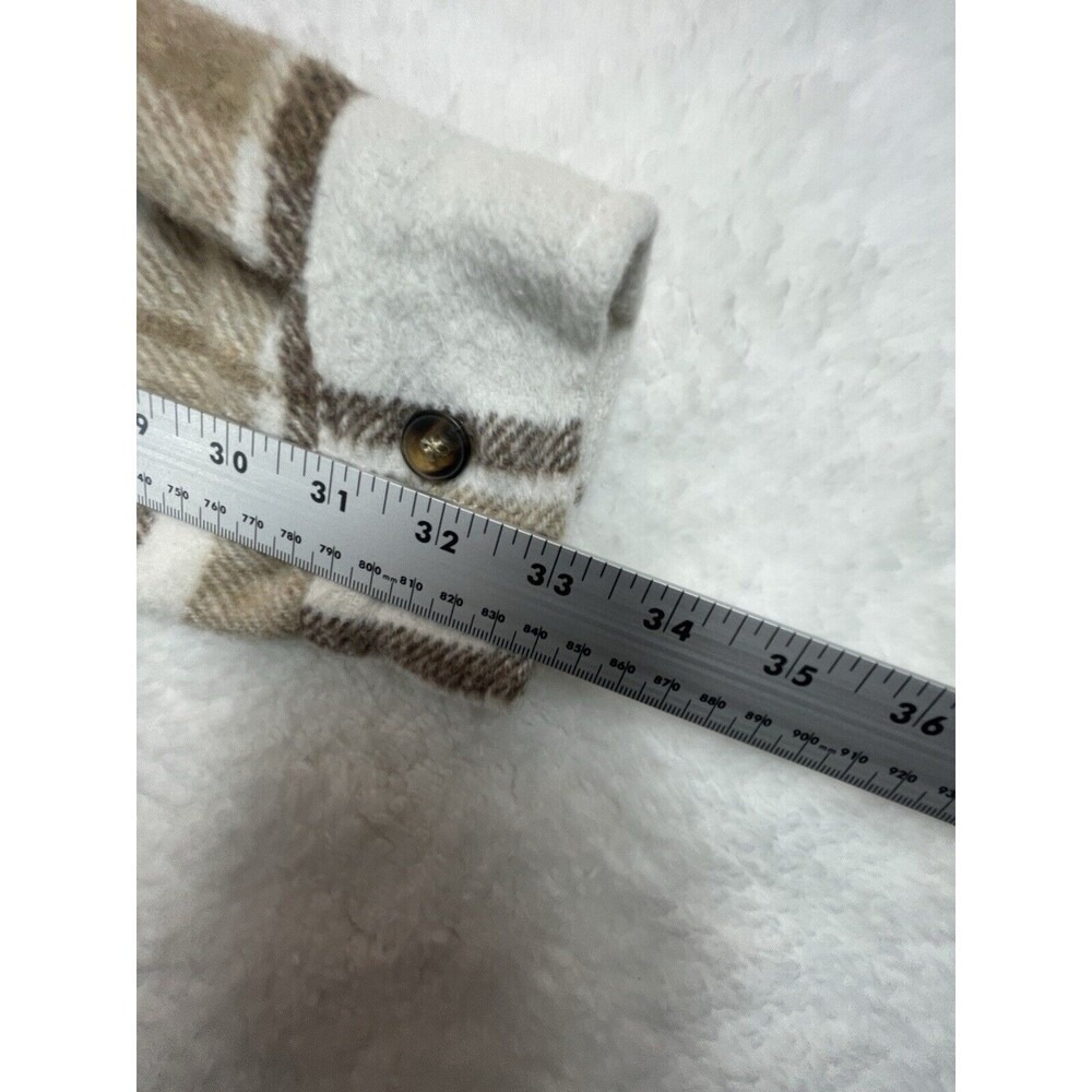 Plaid Flannel Shacket Adult Size Medium Khaki/White Manfinity Homme Jacket Y2K - Picture 6 of 9
